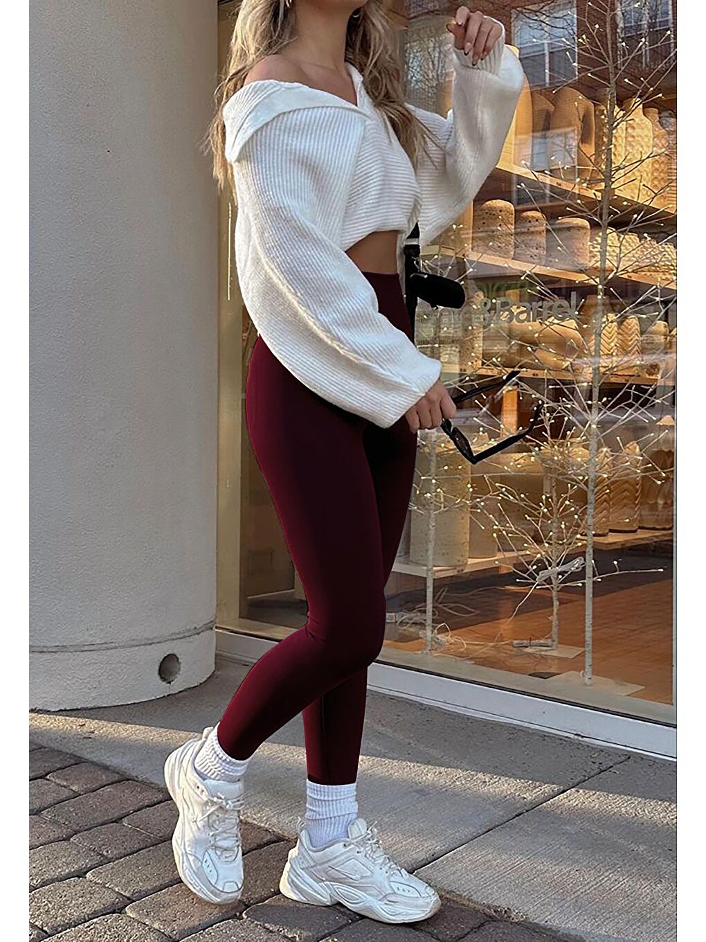 Bordo Yüksek Bel Kadın Tayt Mg2230-2