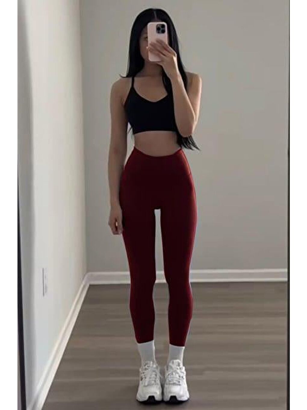 Bordo Yüksek Bel Kadın Tayt Mg2230-3