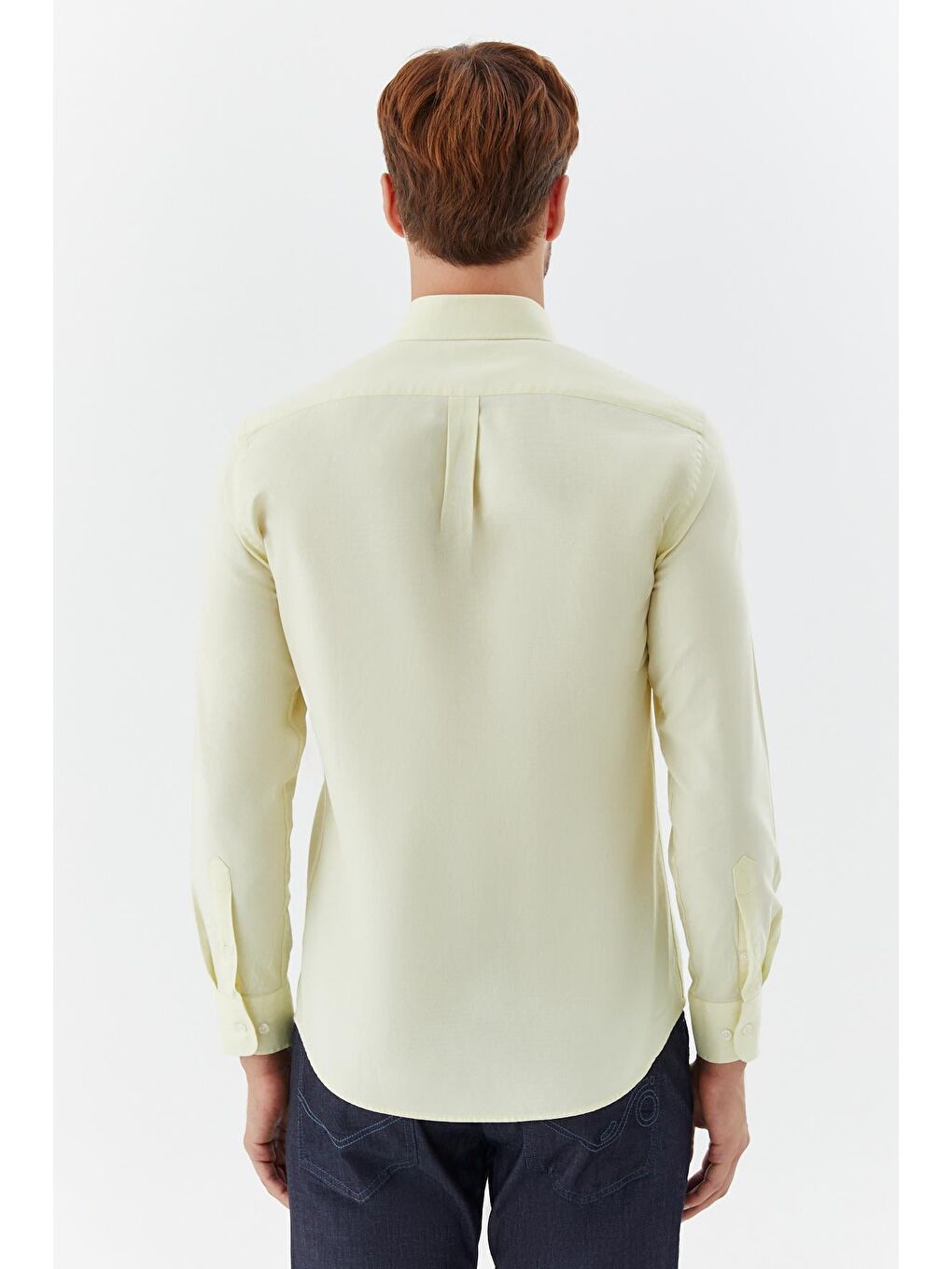 Düğmeli Yaka Erkek Gömlek Sarı-4