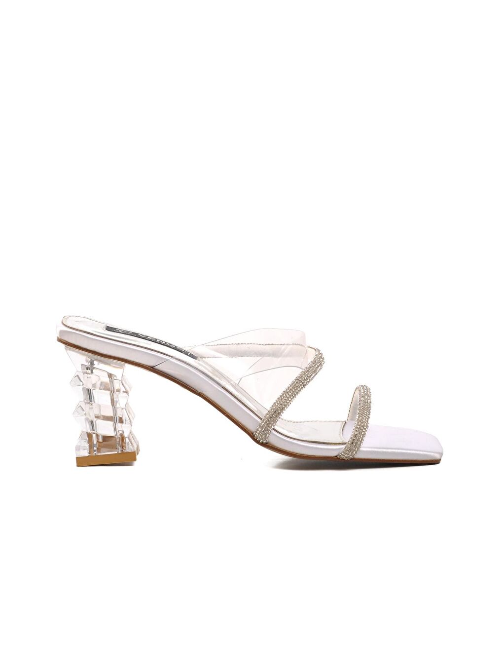 Beyaz Kadın Topuklu Terlik 22411257-1