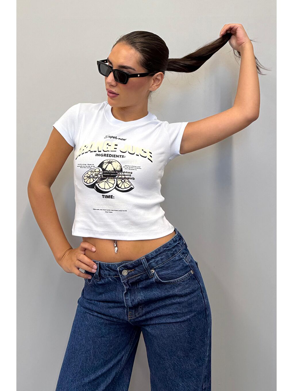 Beyaz Baskılı Kadın Tişört Mg2491-6