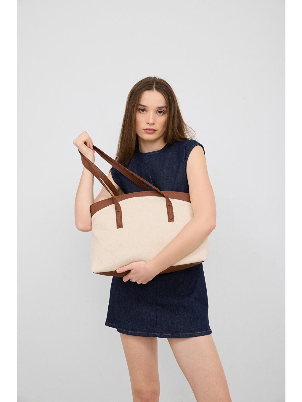 Kahverengi Citta Kanvas Tote Bag Taba-1