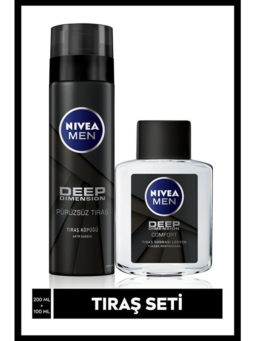 NIVEA Şeffaf Men Deep Tıraş Seti, Tıraş Köpüğü 200 ml, Tıraş Sonrası Losyon 100 ml, Kusursuz Tıraş