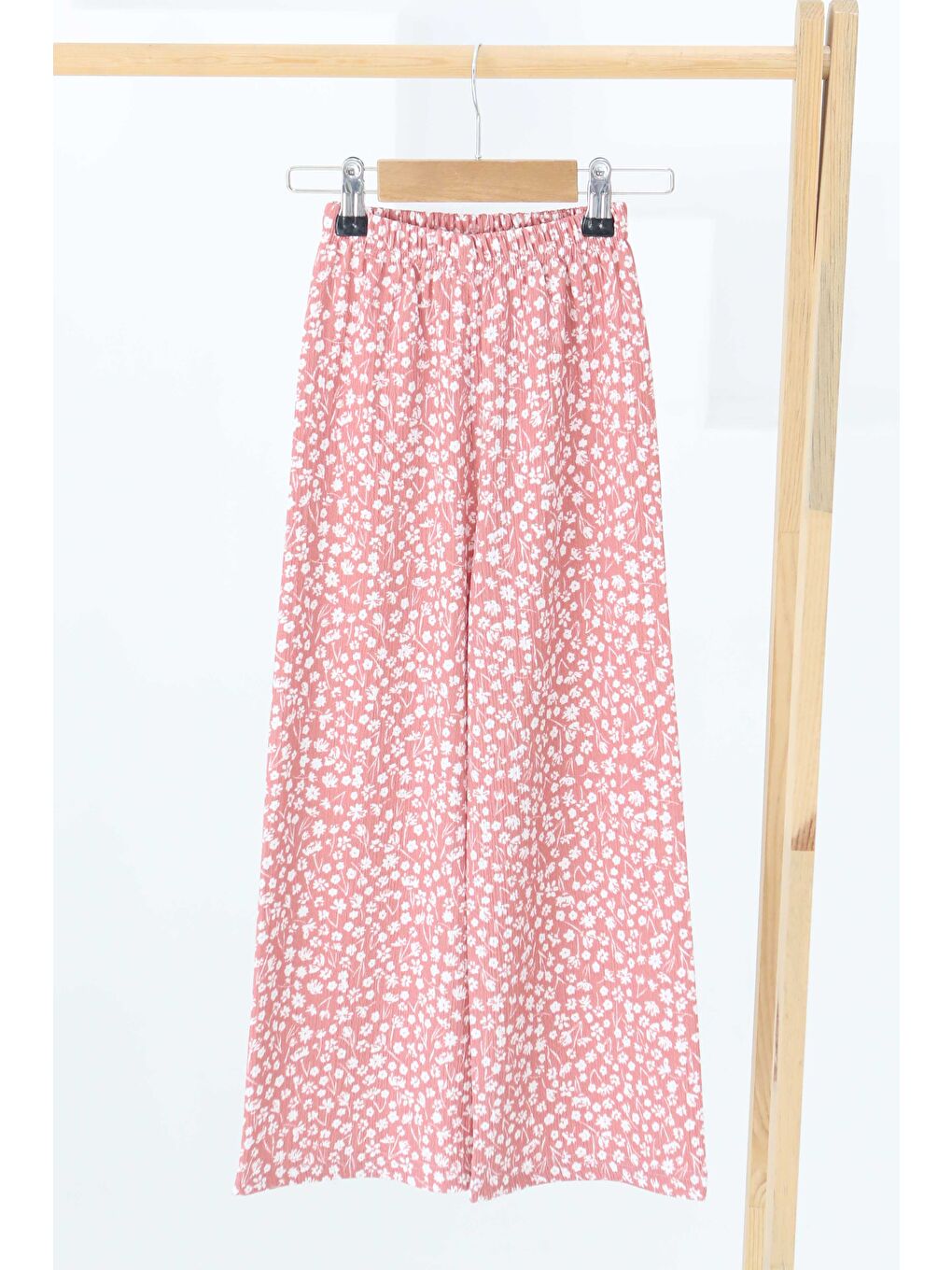 Pembe Kız Çocuk Gül Çiçek Desenli Pantolon - 27307
