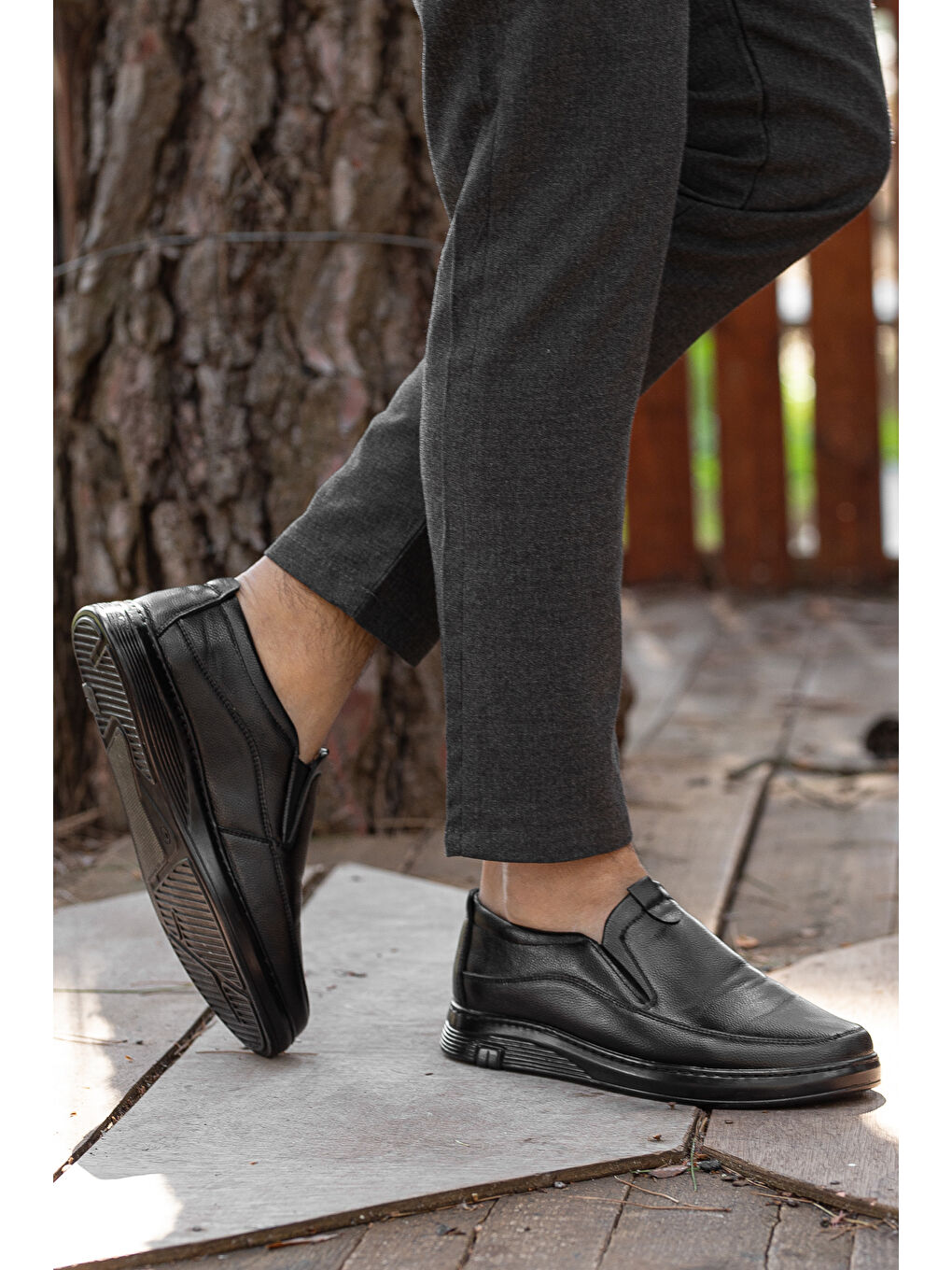 Siyah D0367 Günlük Ortopedik Erkek Casual Ayakkabı-2