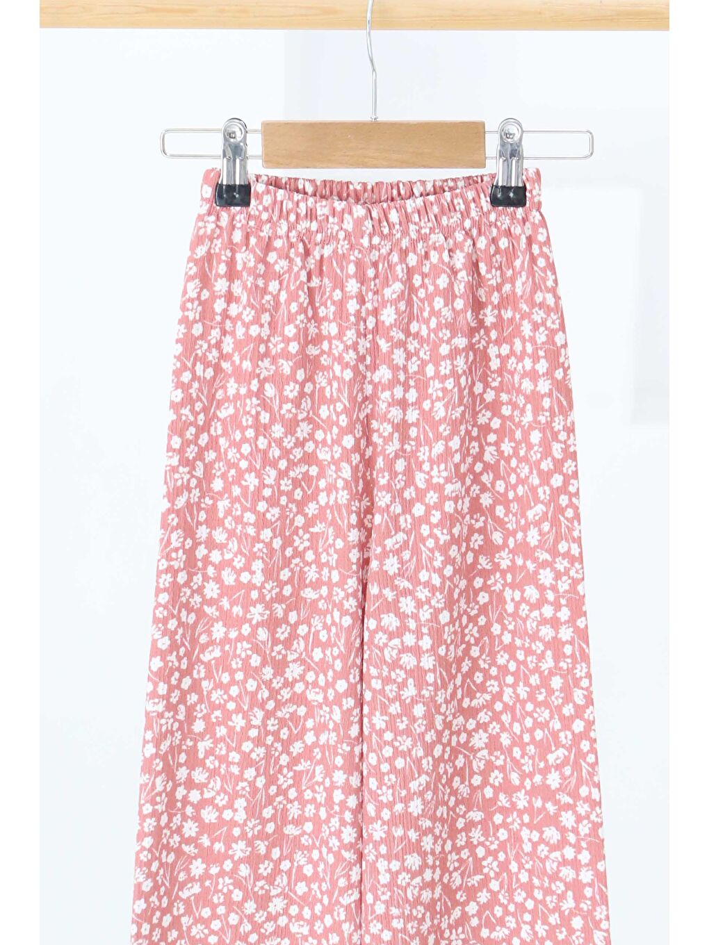 Pembe Kız Çocuk Gül Çiçek Desenli Pantolon - 27307-1