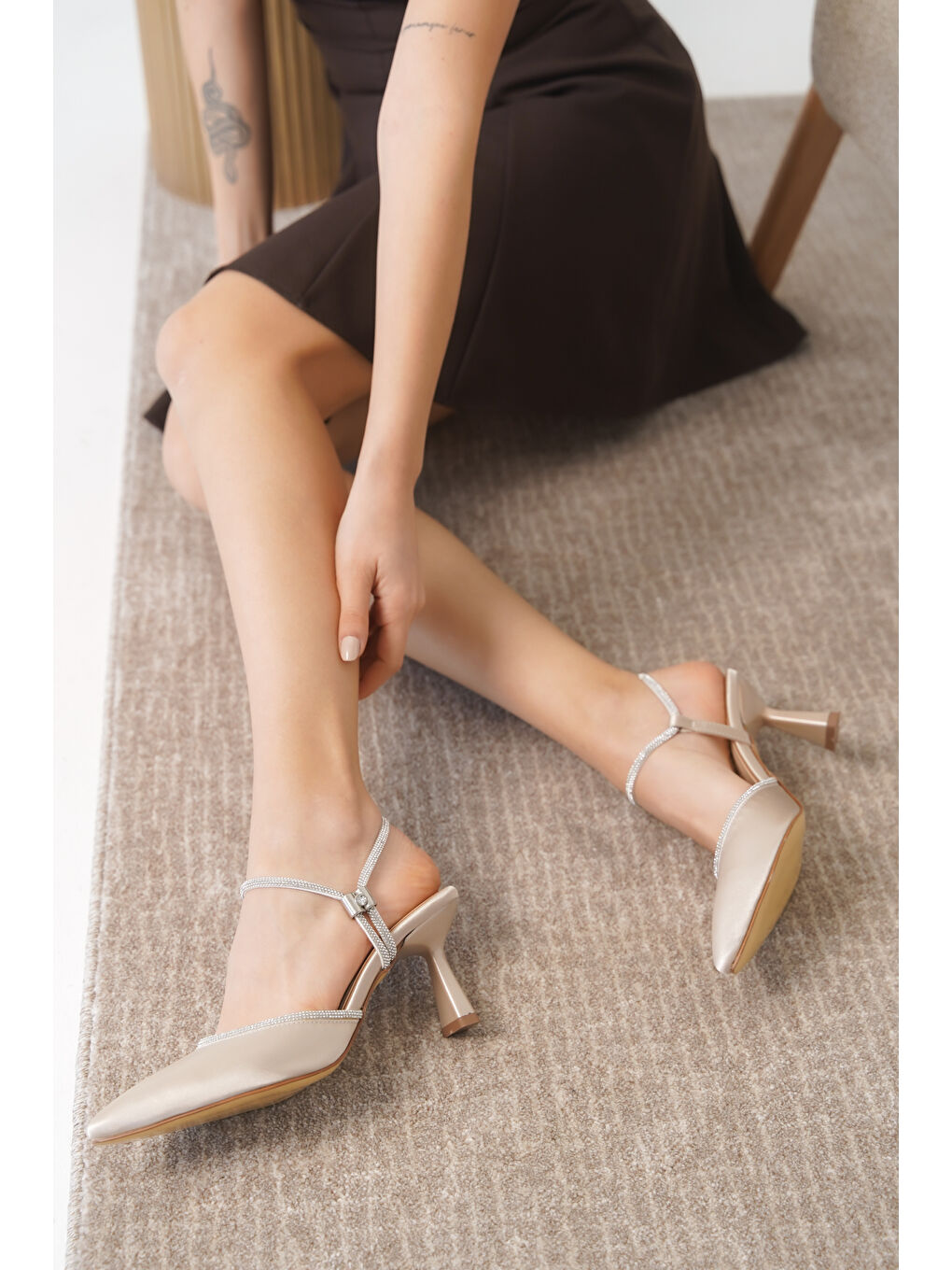 Bej Leydi Günlük Ortopedik Klasik Topuklu Kadın Ayakkabı-2