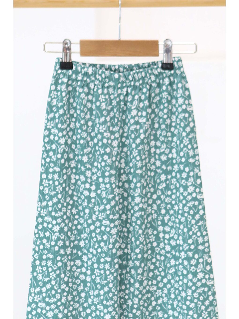 Yeşil Kız Çocuk Mint Çiçek Desenli Pantolon - 27307-1
