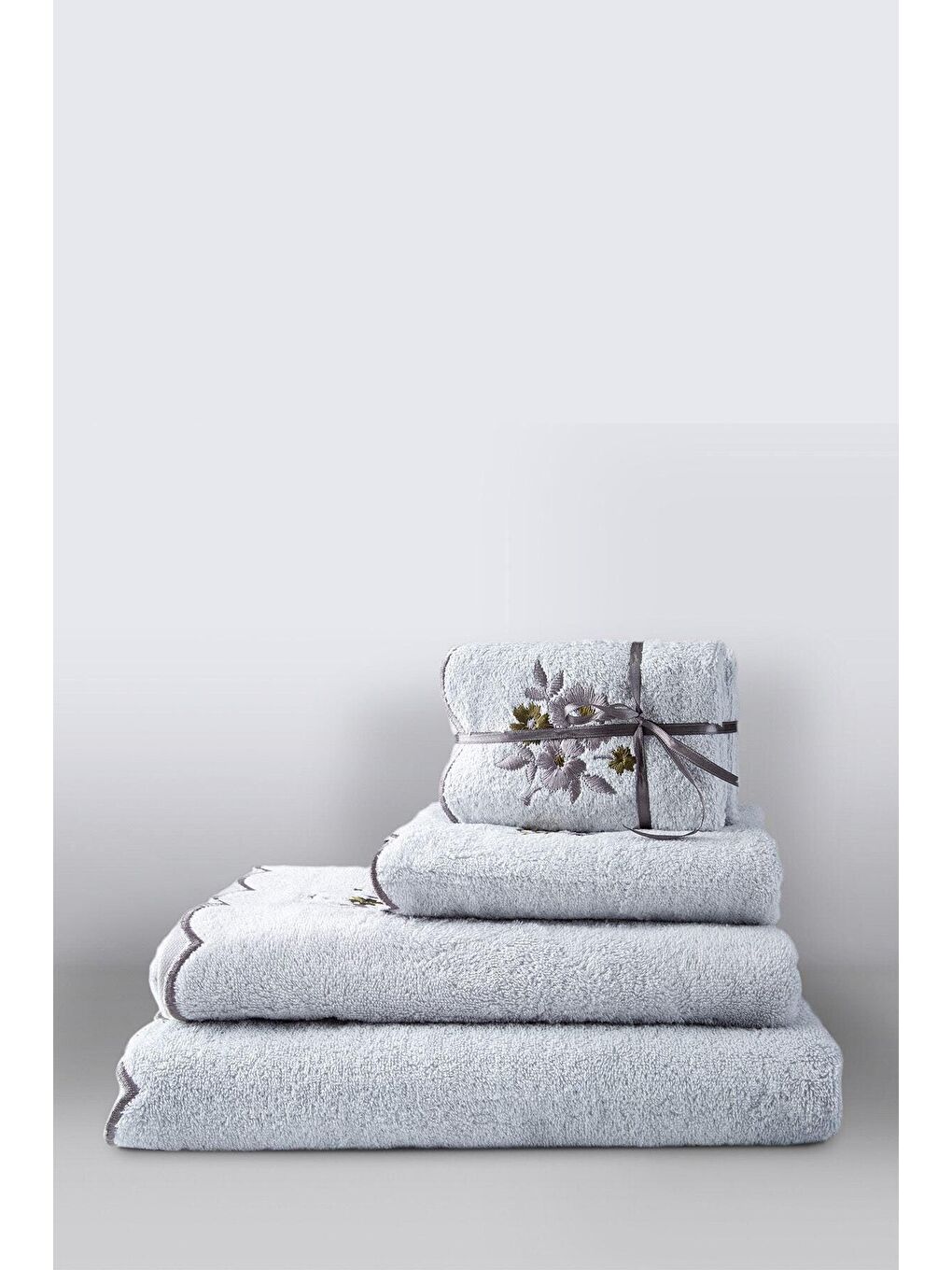 Martil %100 Pamuk 3'lü El Havlusu Seti Açık Gri 30x50-1