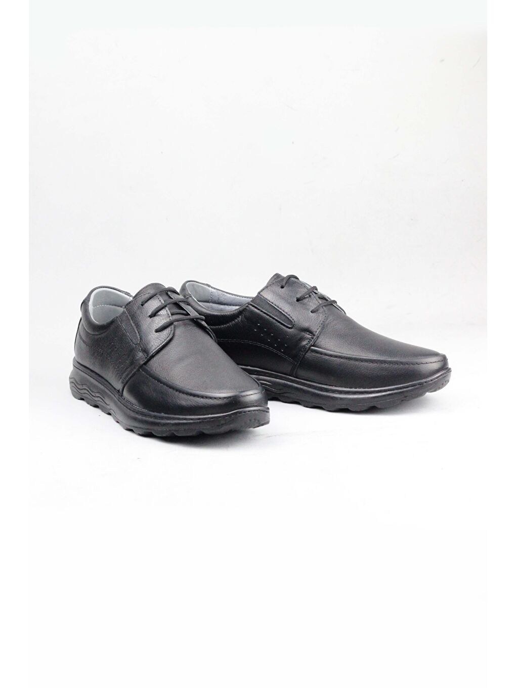 Siyah 0300 Hakiki Deri Rahat Hafif Konfor Klasik Günlük Ayakkabı Erkek-3