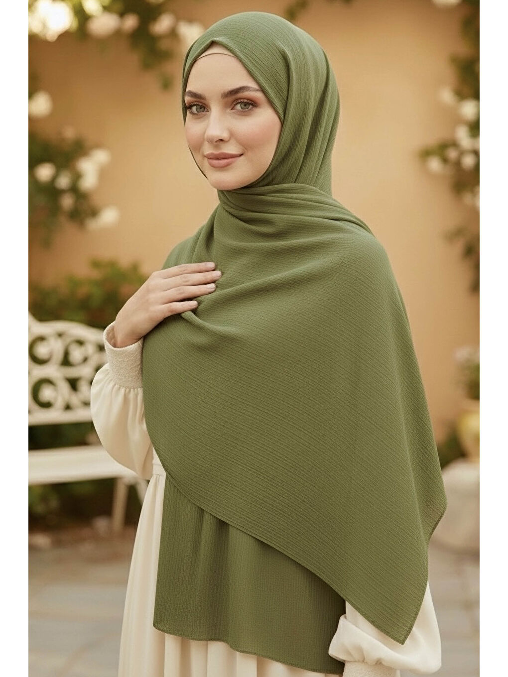 Medine İpeği Şal Haki - 28042-HAKI