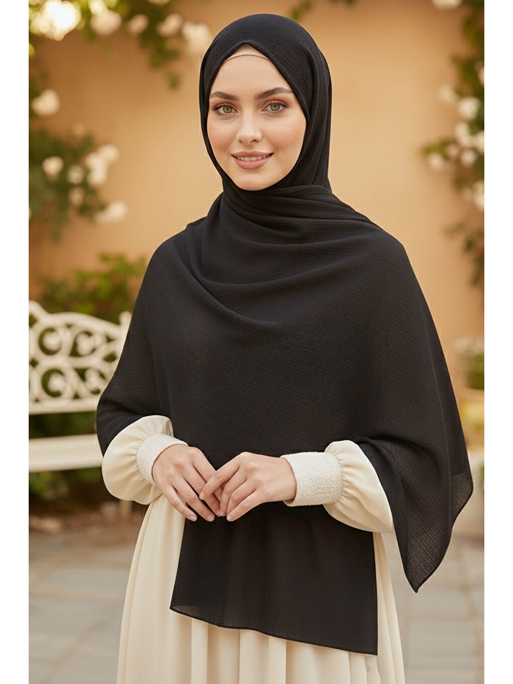 Medine İpeği Şal Siyah - 28042-SIYAH
