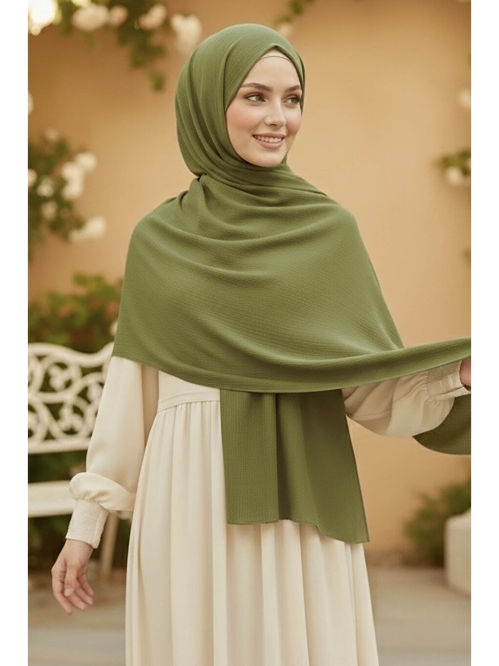 Medine İpeği Şal Haki - 28042-HAKI-1