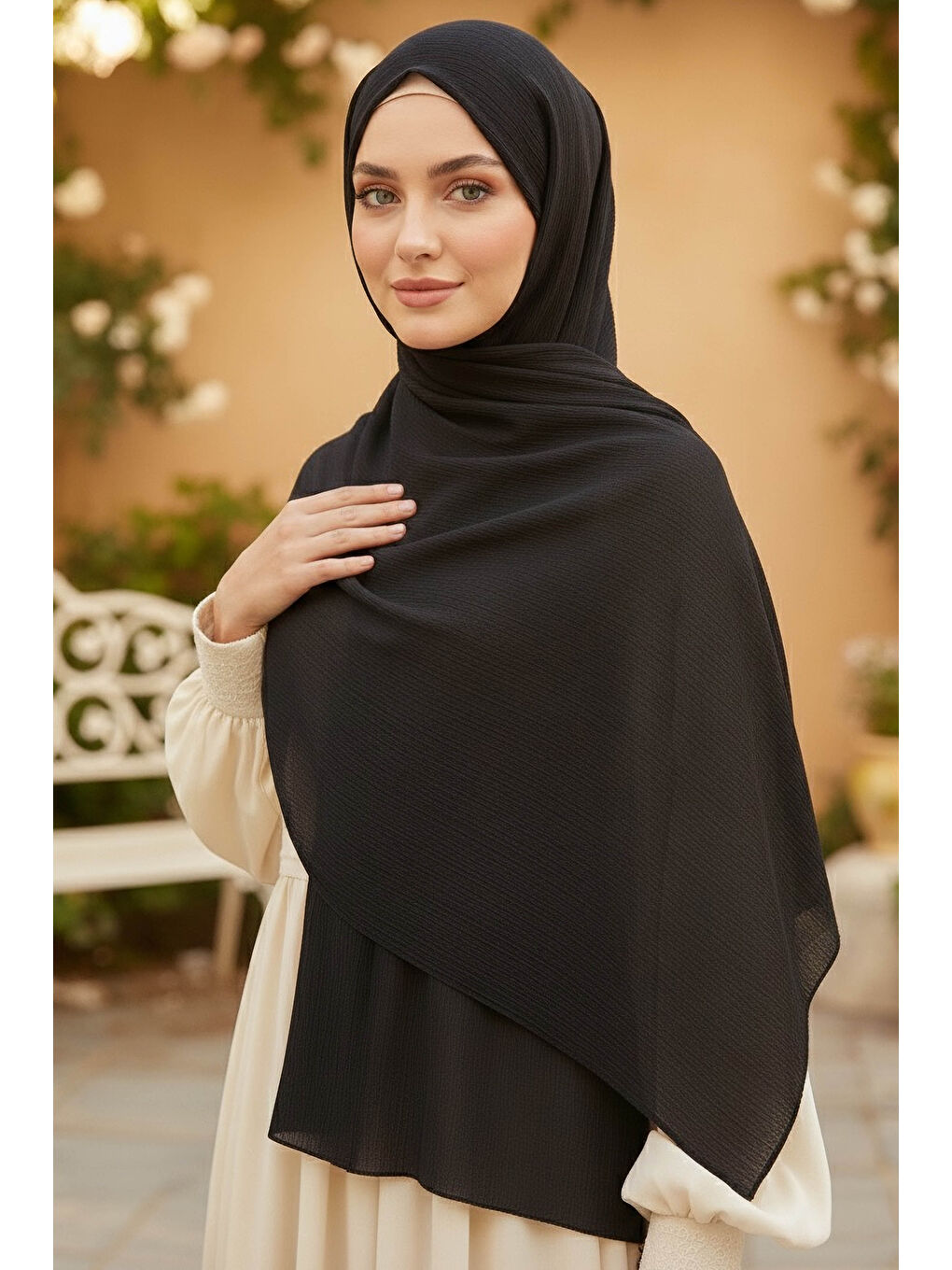 Medine İpeği Şal Siyah - 28042-SIYAH-1