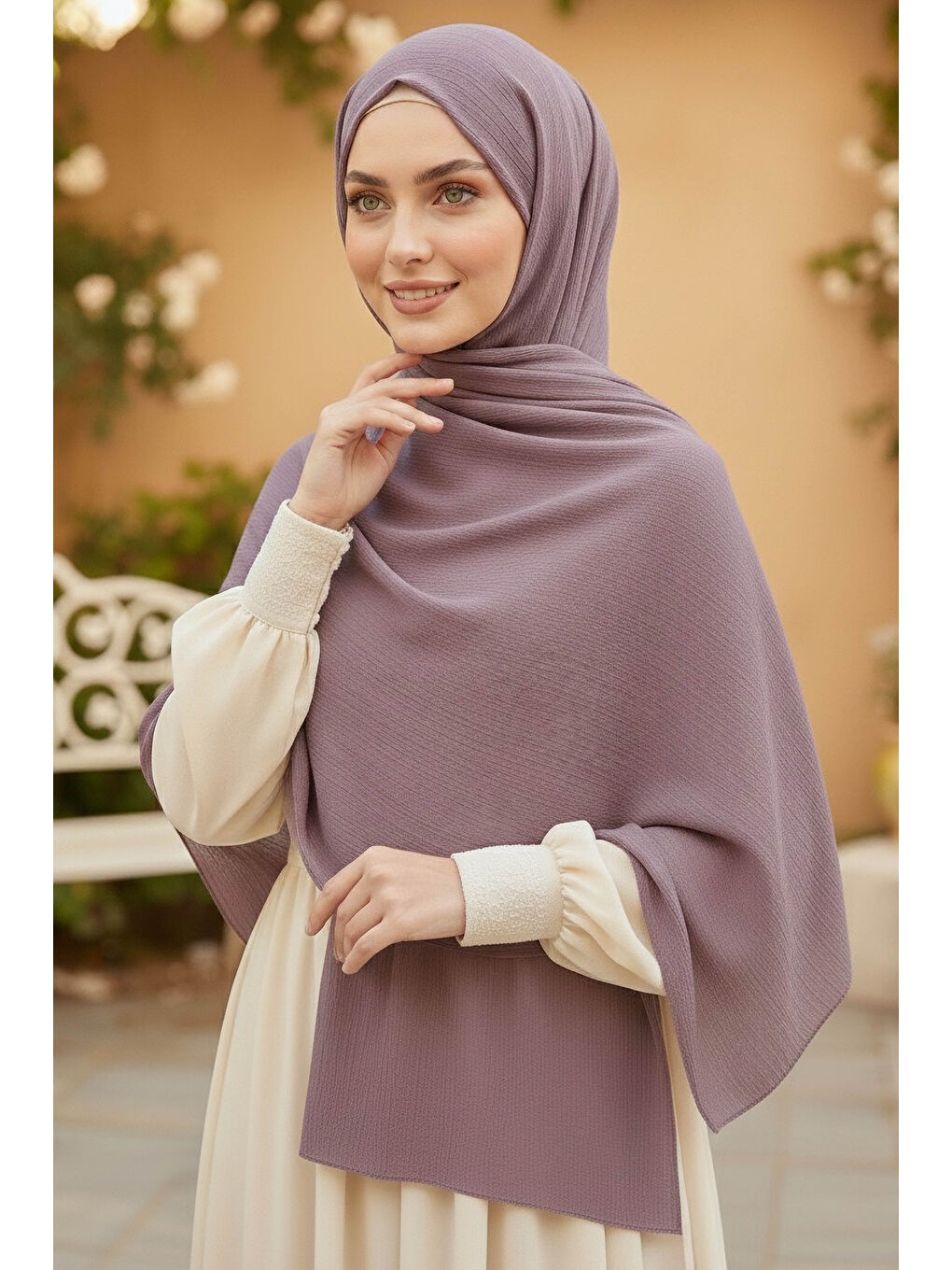 Pembe Medine İpeği Şal Gül - 28042-GUL