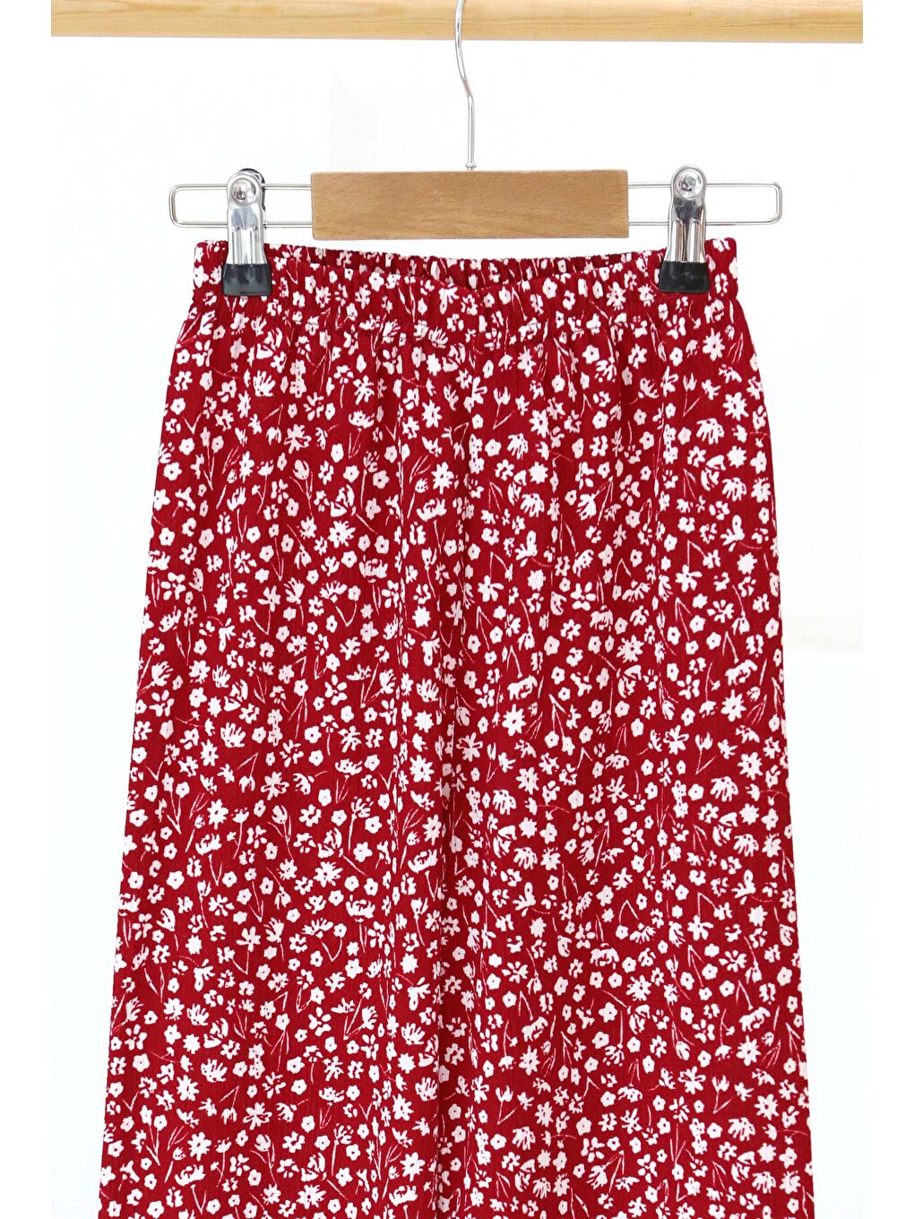 Kırmızı Kız Çocuk Kirmizi Çiçek Desenli Pantolon - 27307-1