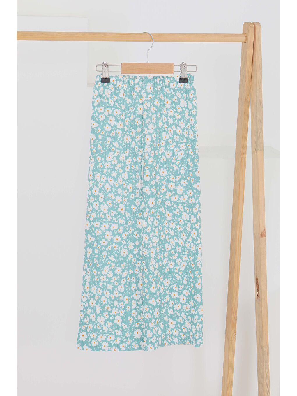 Yeşil Kız Çocuk Mint Çiçek Desenli Pantolon - 27308