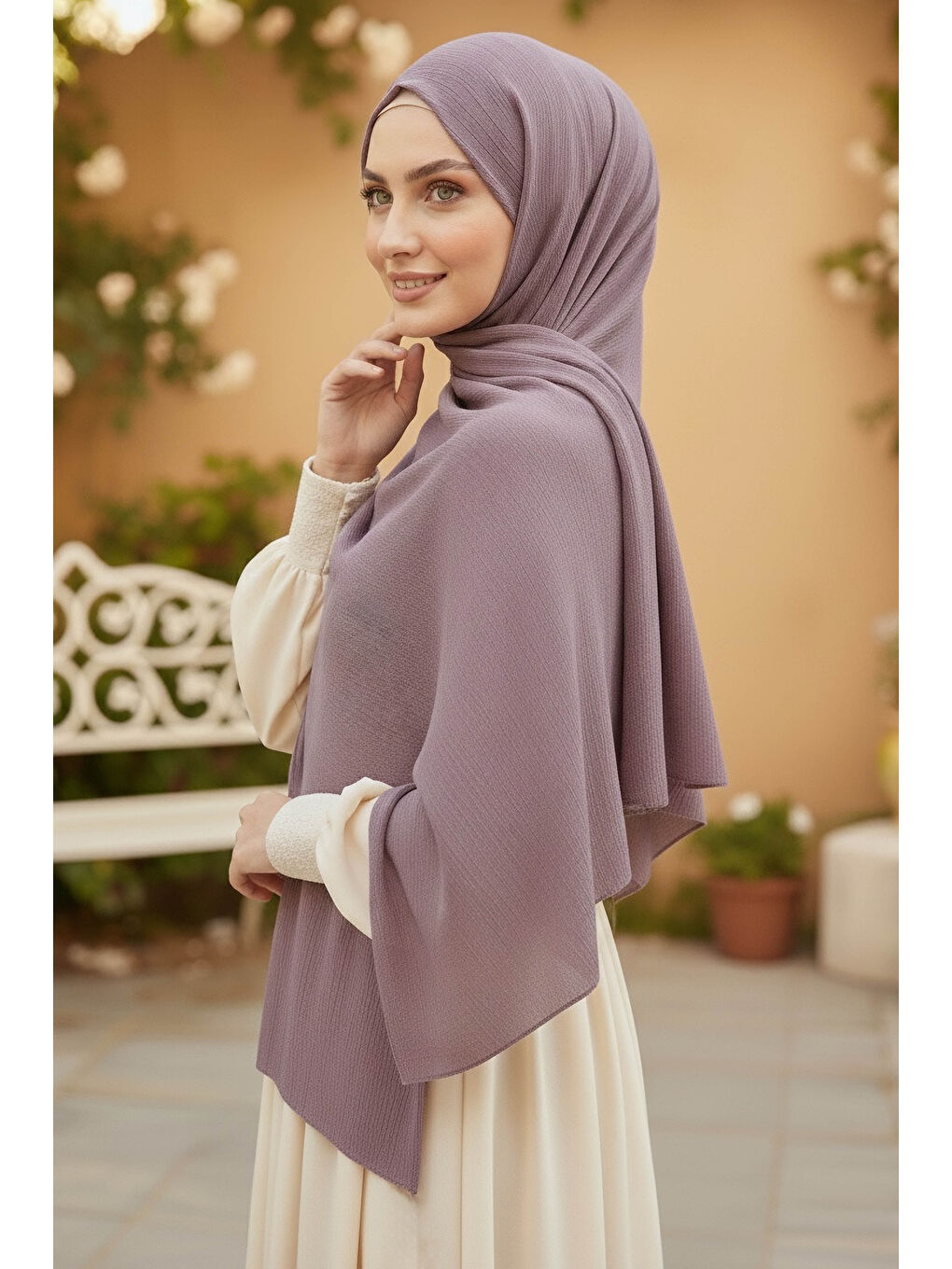 Pembe Medine İpeği Şal Gül - 28042-GUL-1