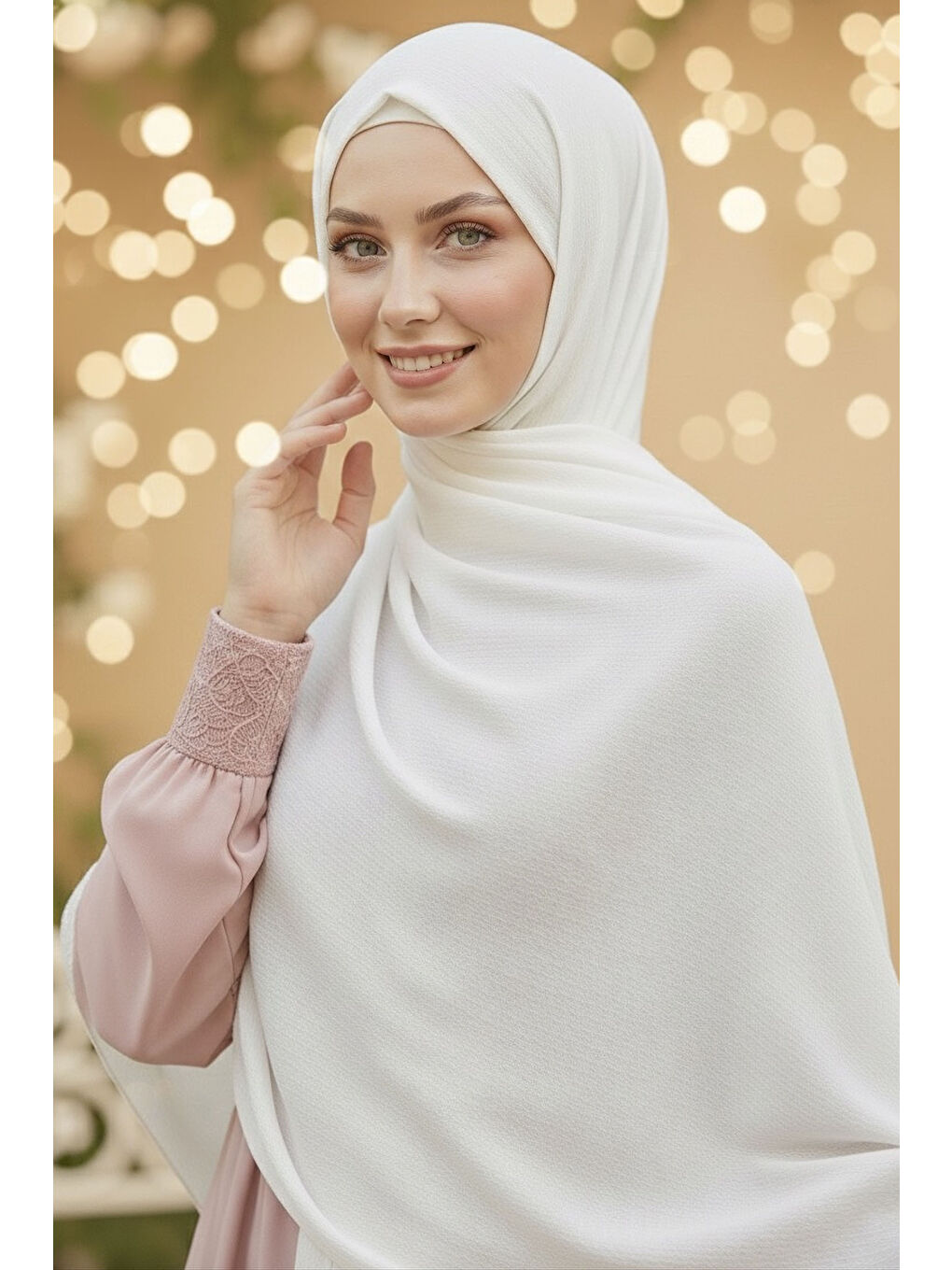 Medine İpeği Şal Beyaz - 28042-BEYAZ-1