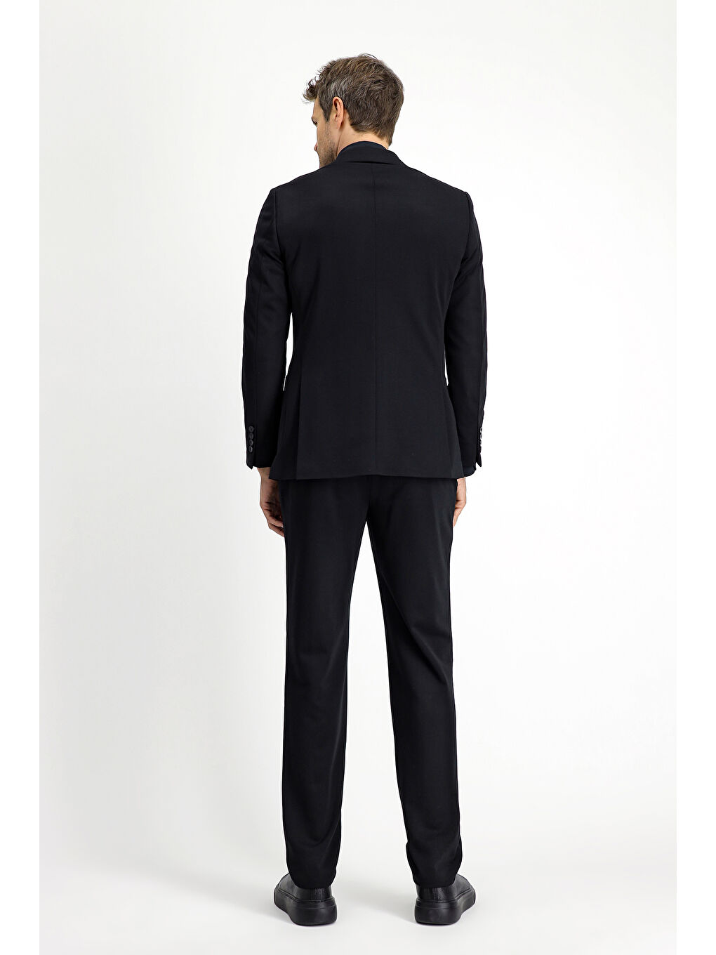 Siyah Regular Fit Klasik Elastanlı Örme Ceket-3