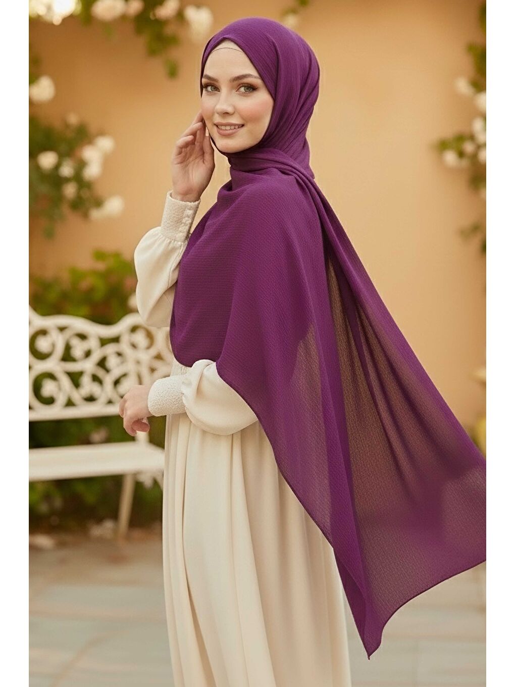 Medine İpeği Şal Mor - 28042-MOR