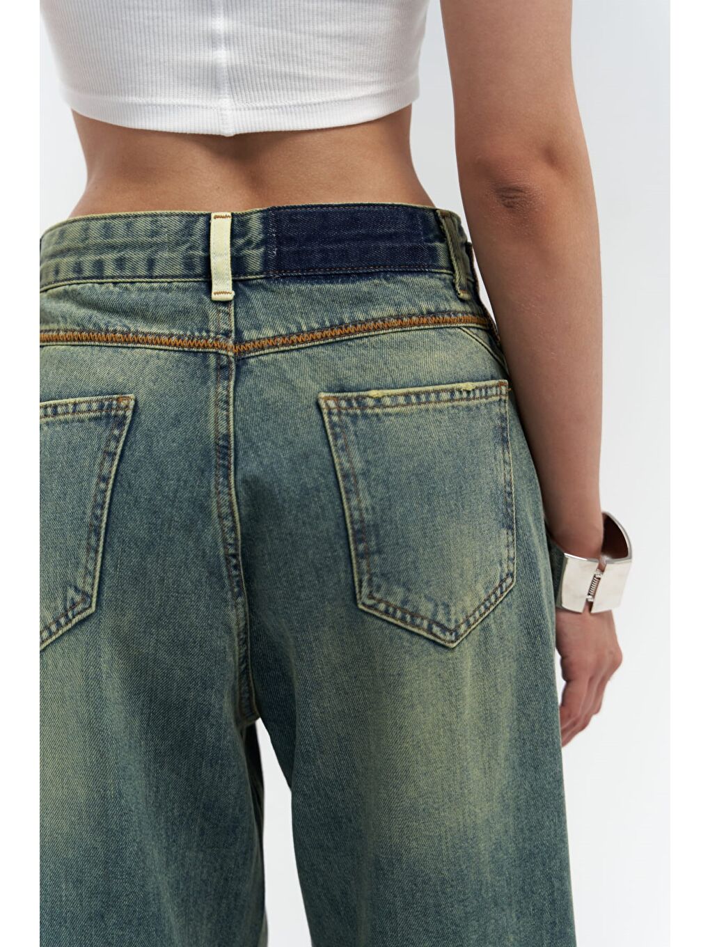 Blair Yıkamalı Yeşil Jean Pantolon-6