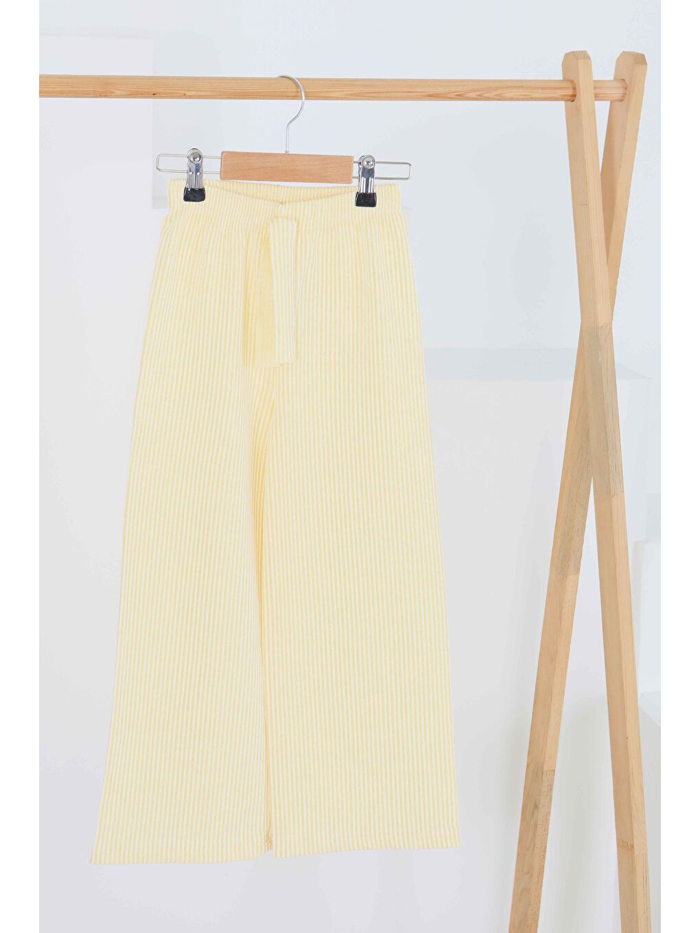 Sarı Kız Çocuk Sari Çizgili Beli Lastikli Pantolon - 27448