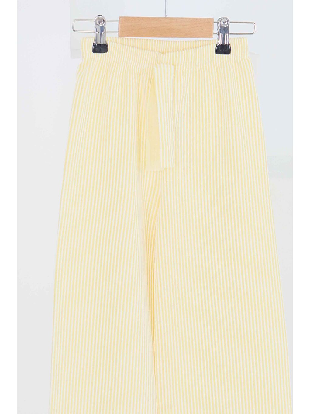 Sarı Kız Çocuk Sari Çizgili Beli Lastikli Pantolon - 27448-1