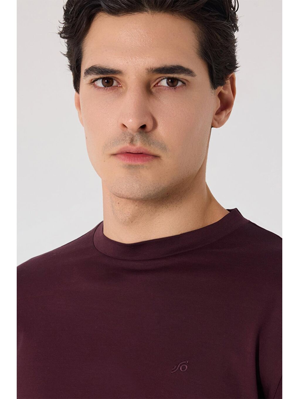 Bordo Regular Fit %100 Pamuk Bisiklet Yaka Erkek Sweatshirt-2