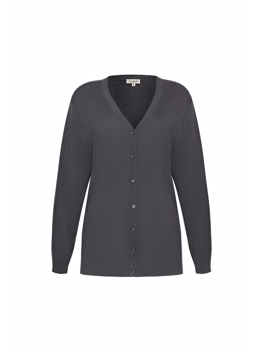 Gri V Yaka Düğmeli Triko Hırka