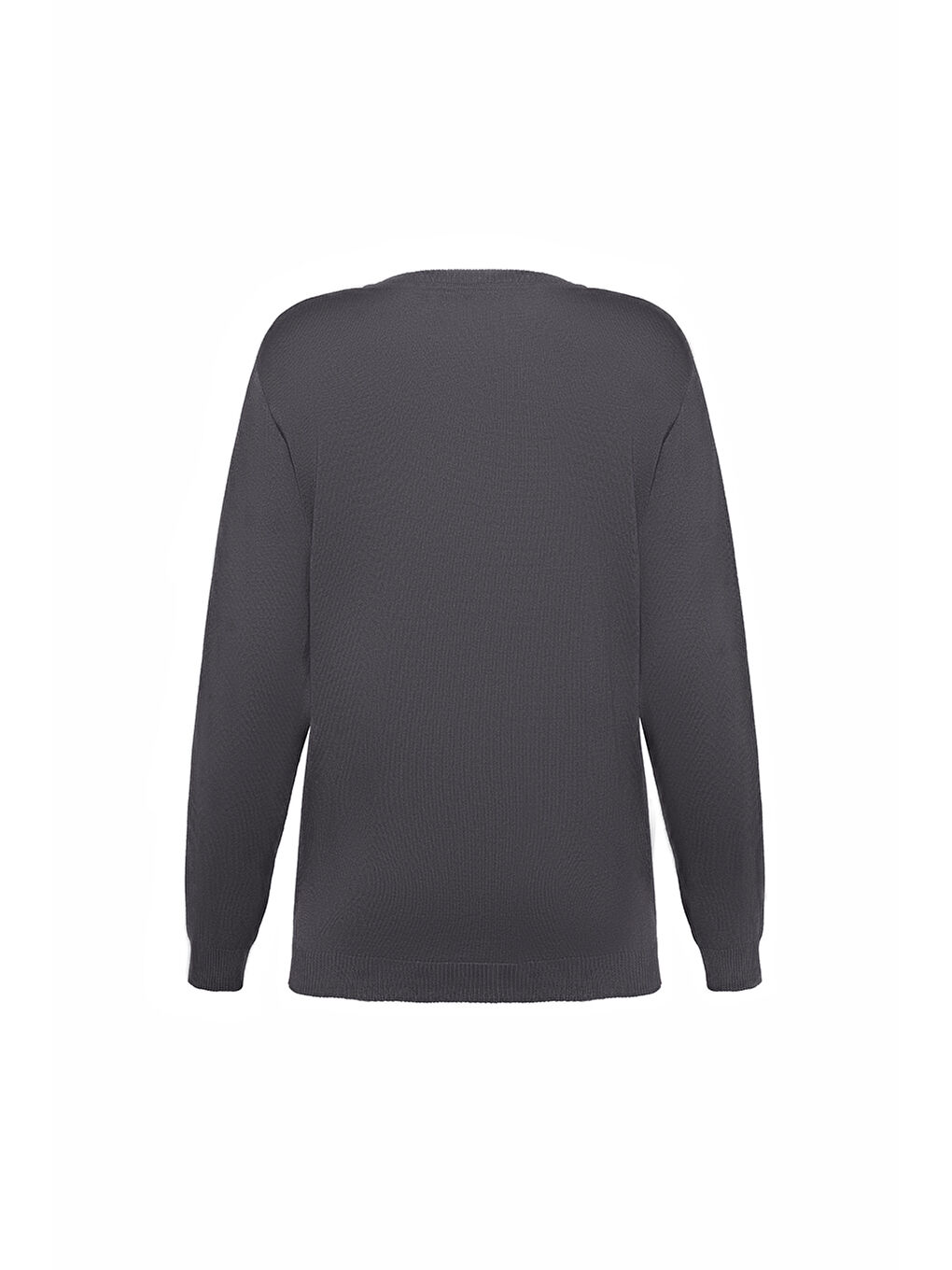 Gri V Yaka Düğmeli Triko Hırka-2