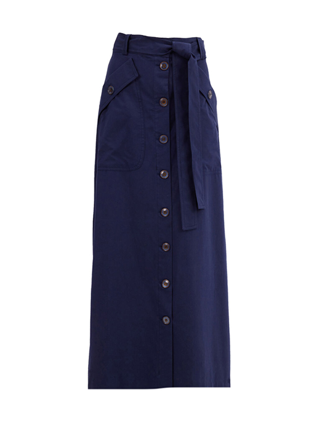 Lacivert Düğmeli Gabardin Spor Etek