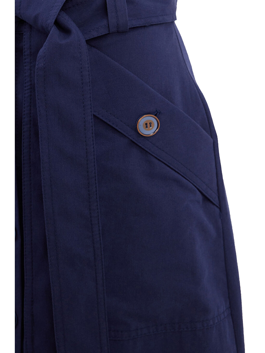 Lacivert Düğmeli Gabardin Spor Etek-1