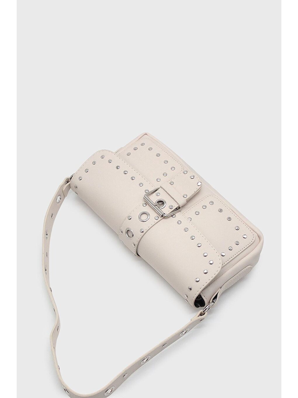 Ekru Kadın Zımbalı Kol Çantası-2