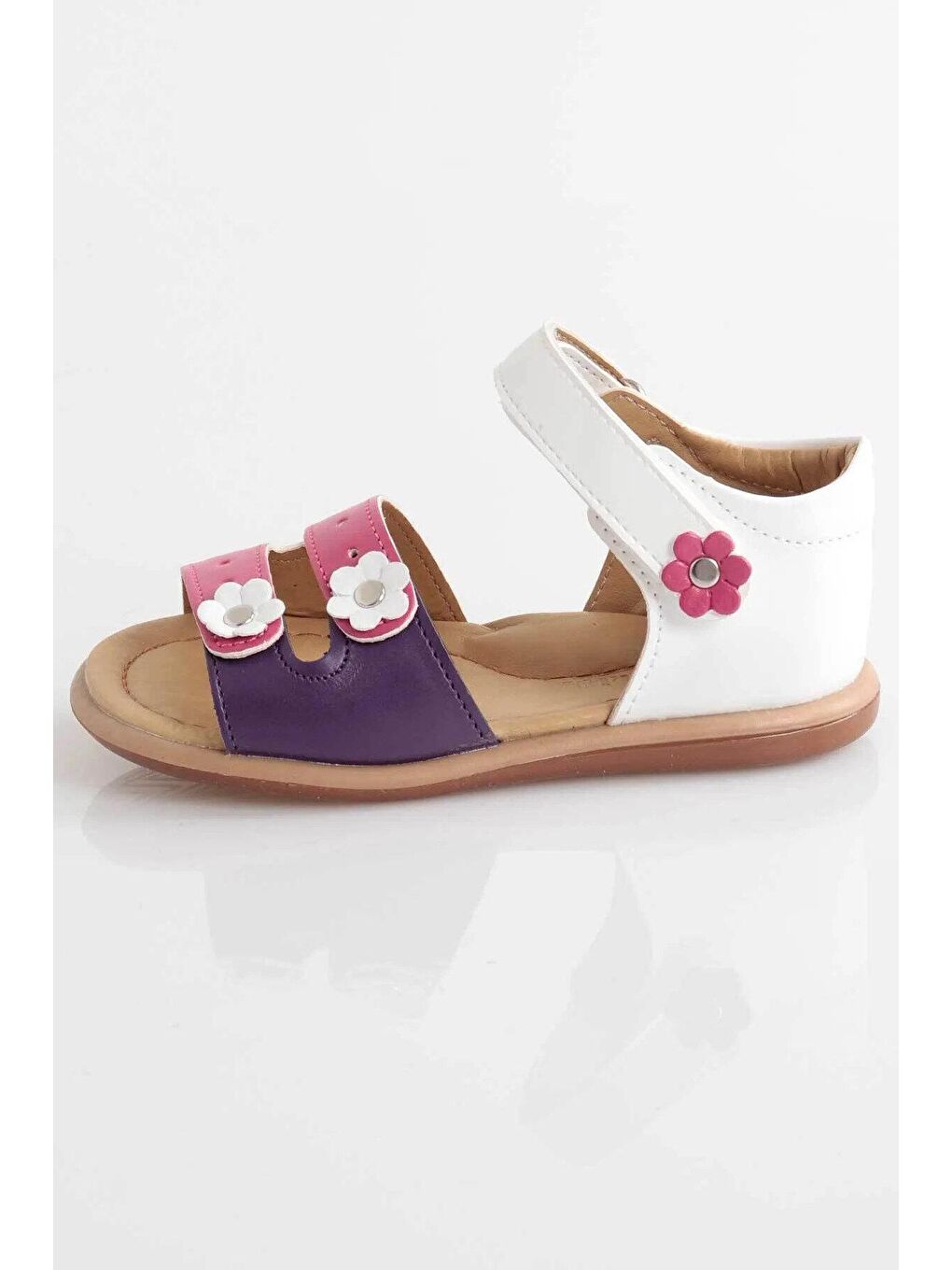 Beyaz AK214 Kız Çocuk Çiçekli Sandalet-1