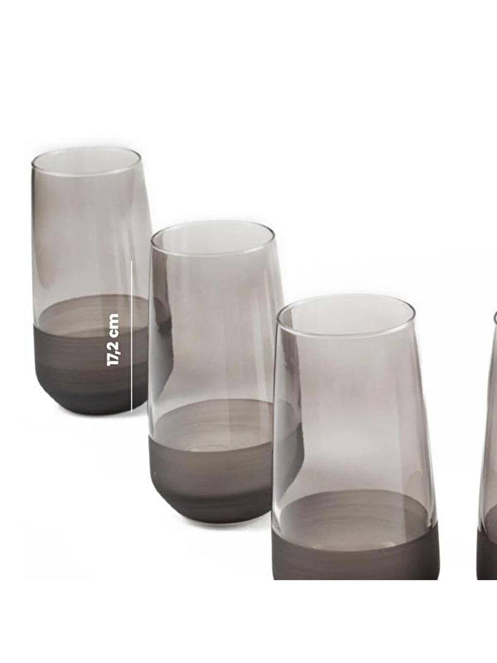 RAKLE Gri Matte 6'lı Bardak - Füme - 520 ml - 2