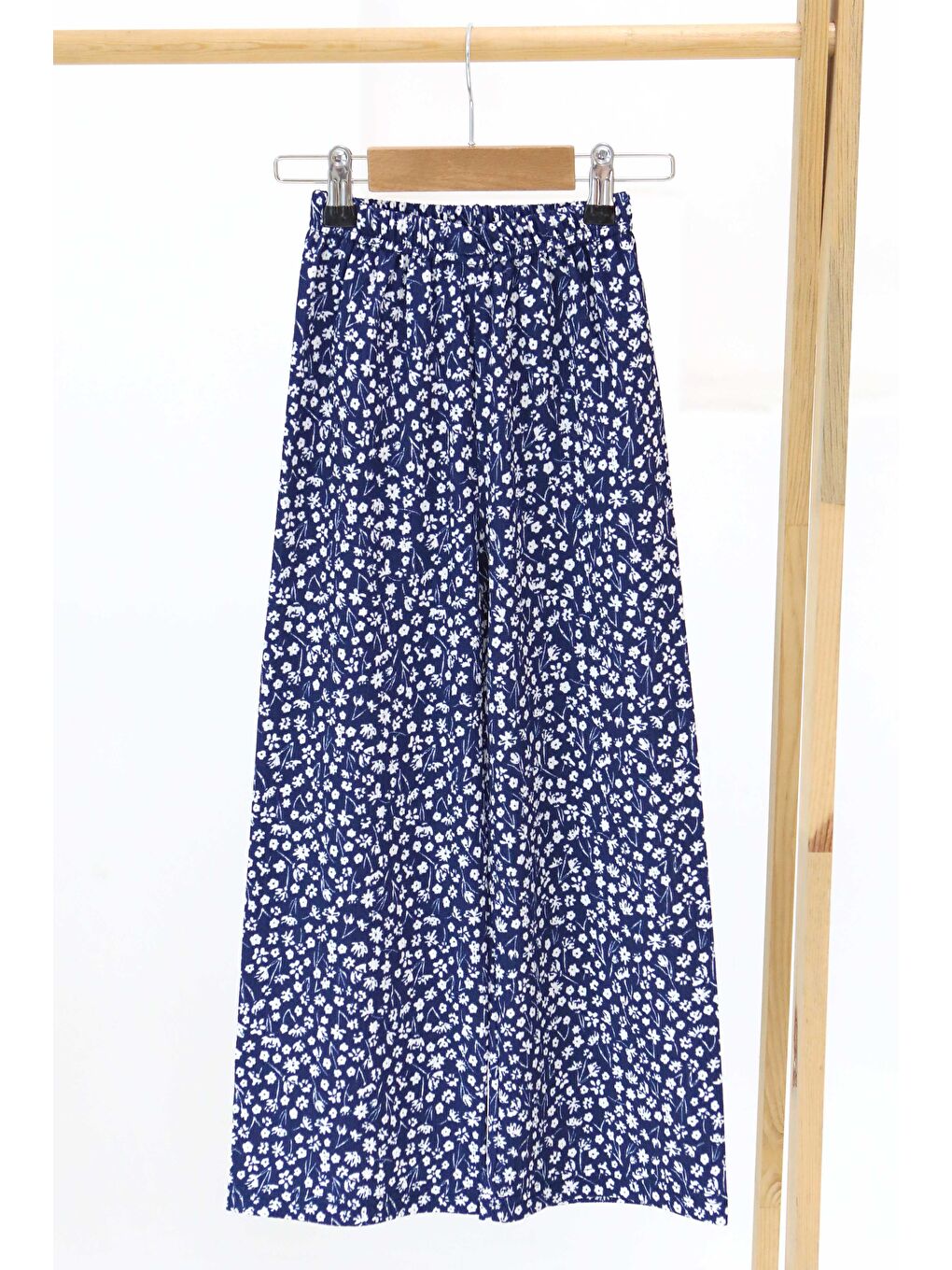 Kız Çocuk Lacivert Çiçek Desenli Pantolon - 27307