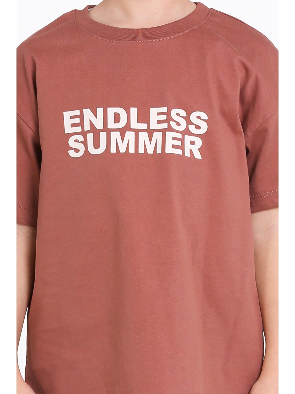 Kahverengi Kahve Endless Summer Sırt Baskılı 5-9 Yaş şortlu Takım - 2494-3-2