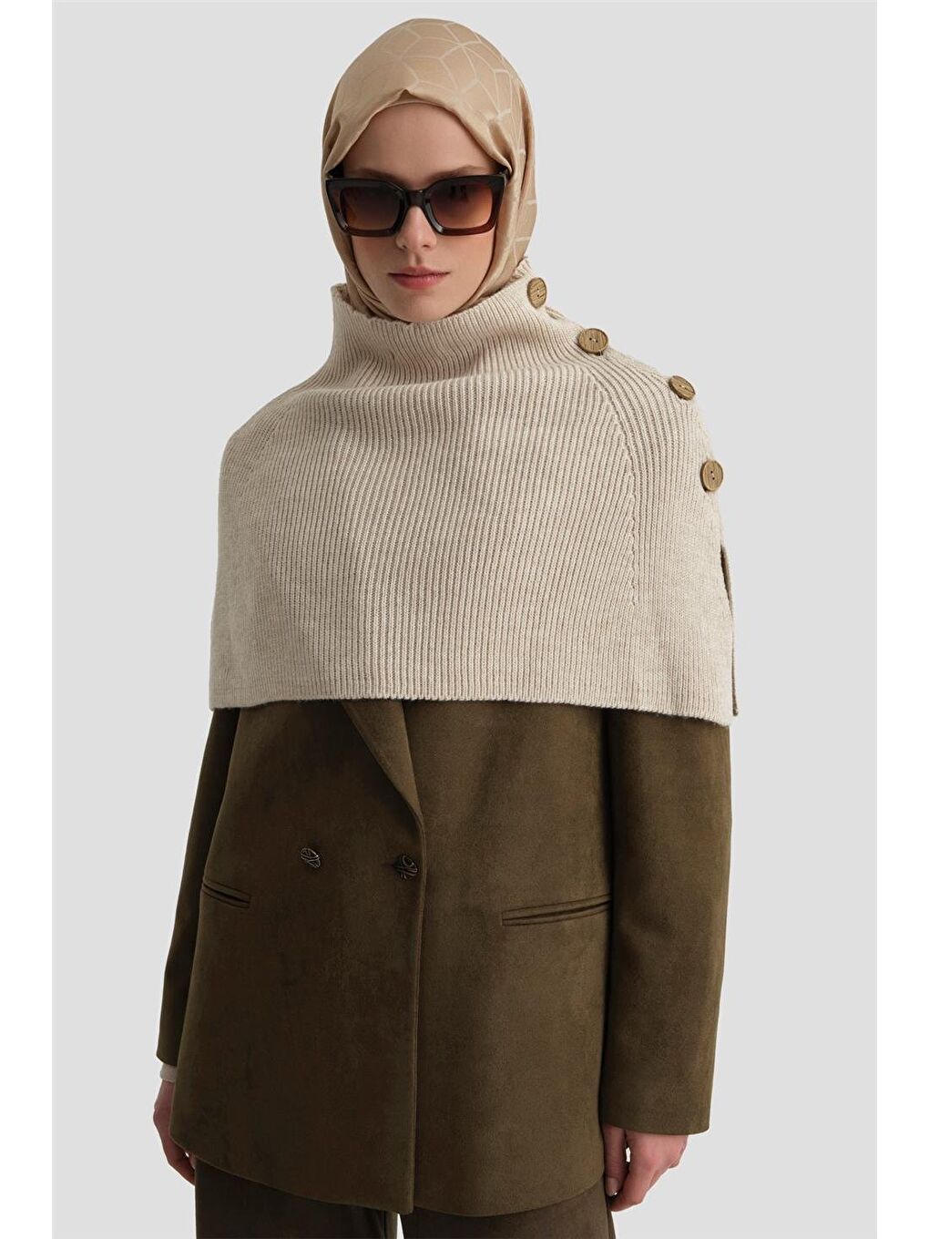 ARMİNE Triko Pelerin 24Kd4224 Bej - 2