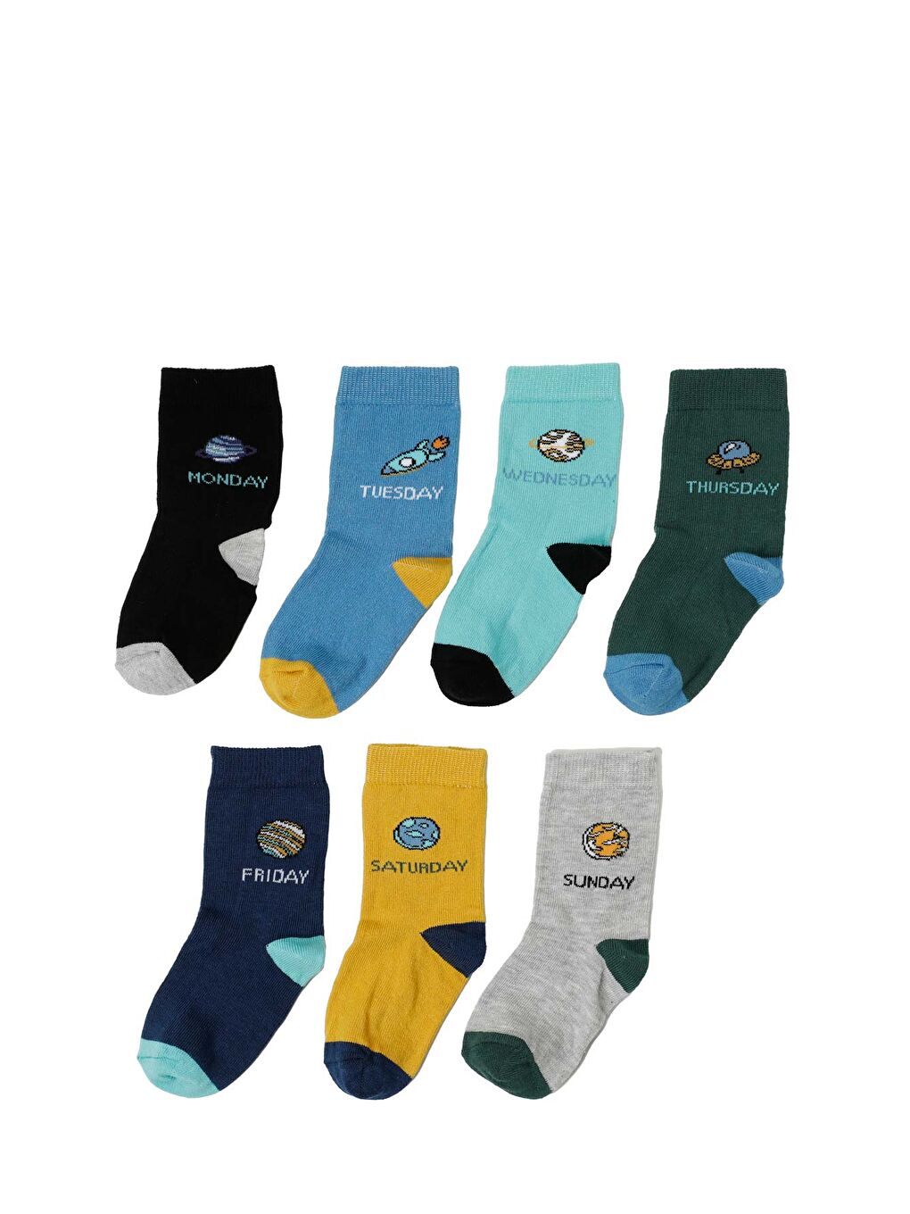 Karışık PLANET 7 LI SKT-B 4PR Çok Renkli Erkek Çocuk 7 Li Çorap