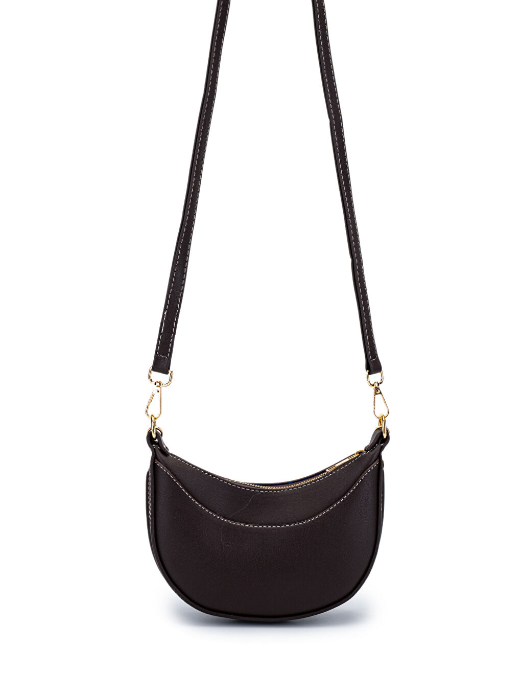 Kahverengi Suni Deri Yarım Ay Kadın Çapraz Çanta Lance Acı Kahve-1