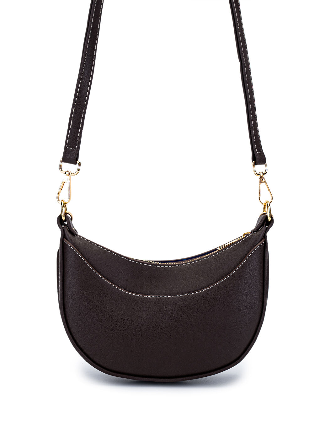 Kahverengi Suni Deri Yarım Ay Kadın Çapraz Çanta Lance Acı Kahve-3