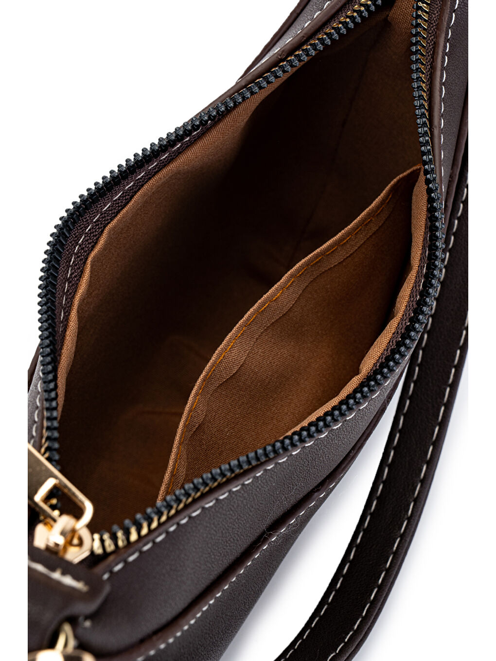 Kahverengi Suni Deri Yarım Ay Kadın Çapraz Çanta Lance Acı Kahve-4