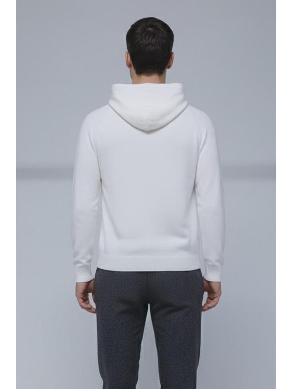 Giotelli Erkek Beyaz Normal Kesim Regular Fit Pamuklu Örme Kapüşonlu Sweatshirt-2