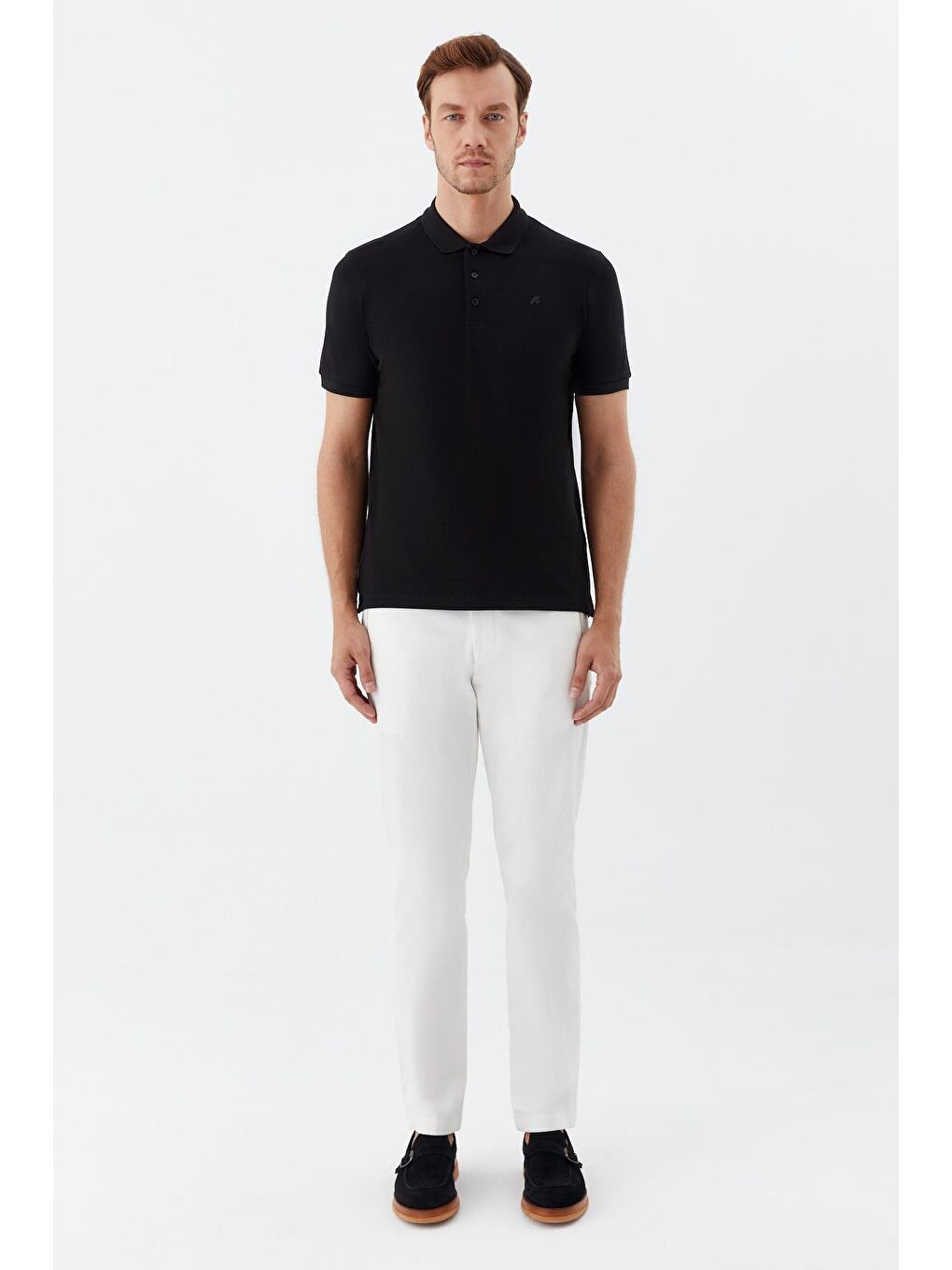 Siyah Regular Fit %100 Pamuklu Polo Yaka Tişört-1