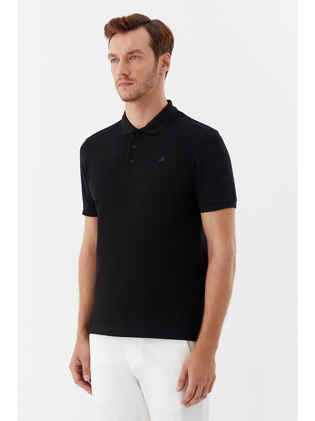 Siyah Regular Fit %100 Pamuklu Polo Yaka Tişört-2