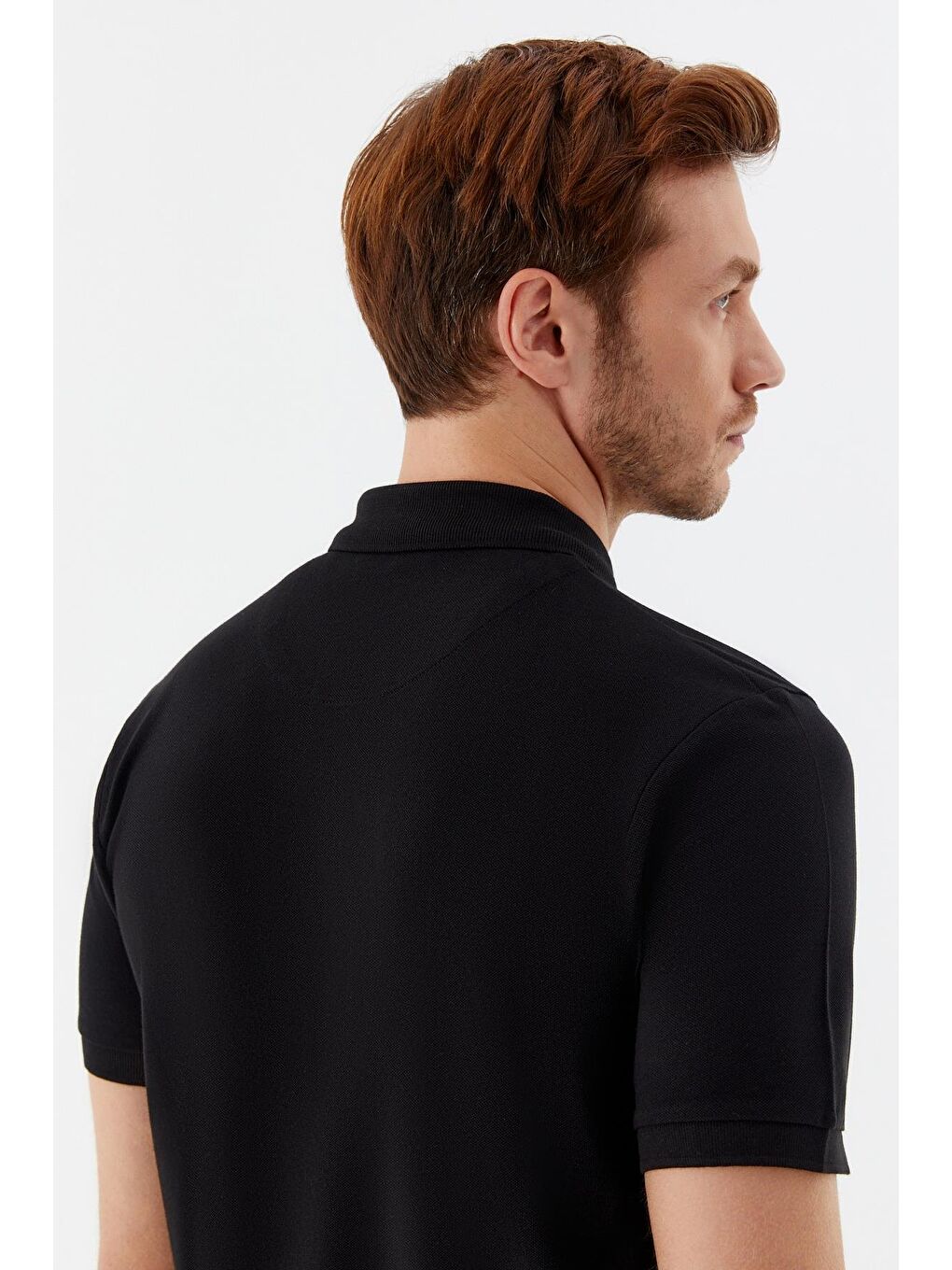Siyah Regular Fit %100 Pamuklu Polo Yaka Tişört-5