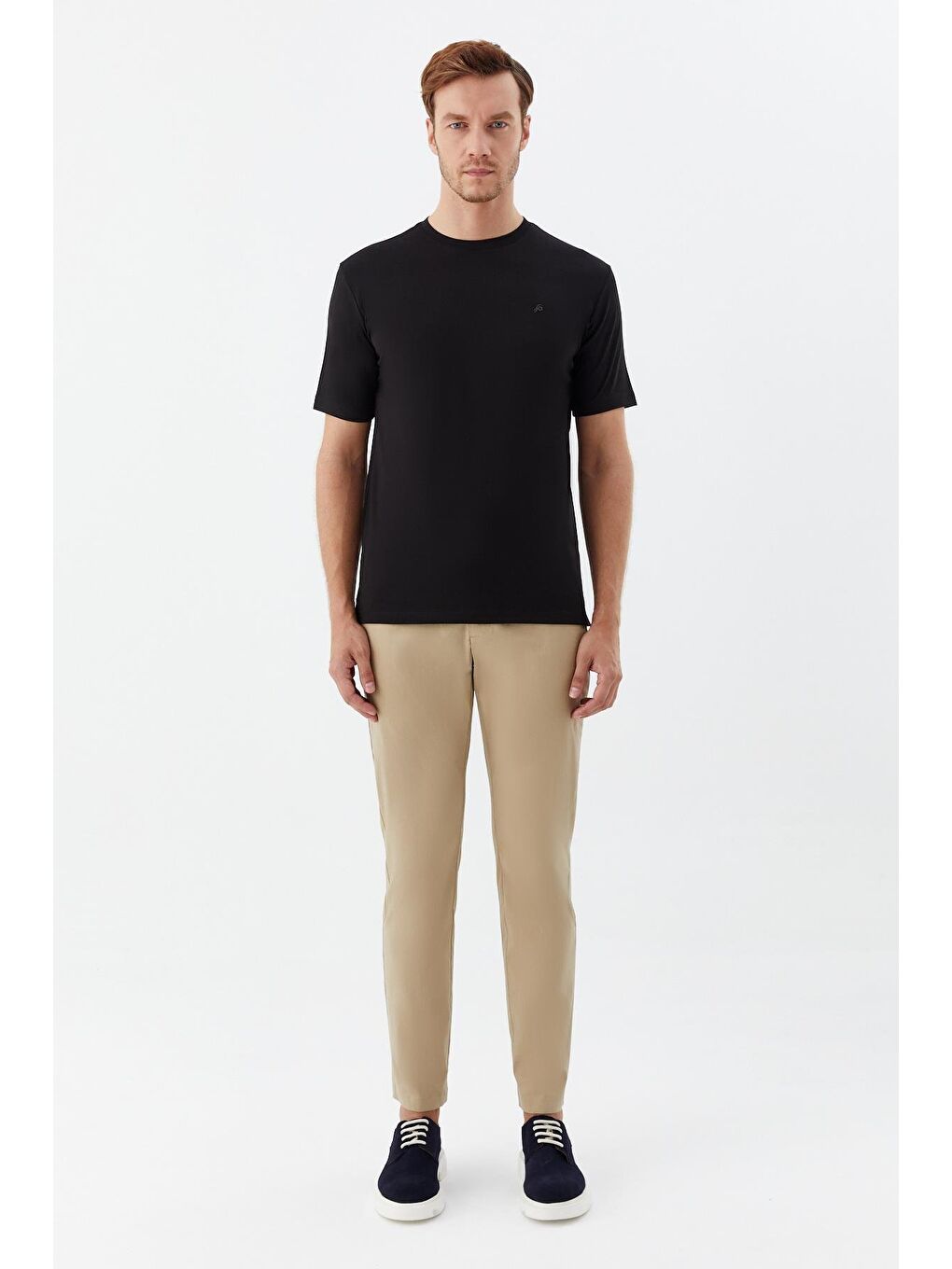 Siyah Regular Fit Bisiklet Yaka Erkek T-Shirt-1