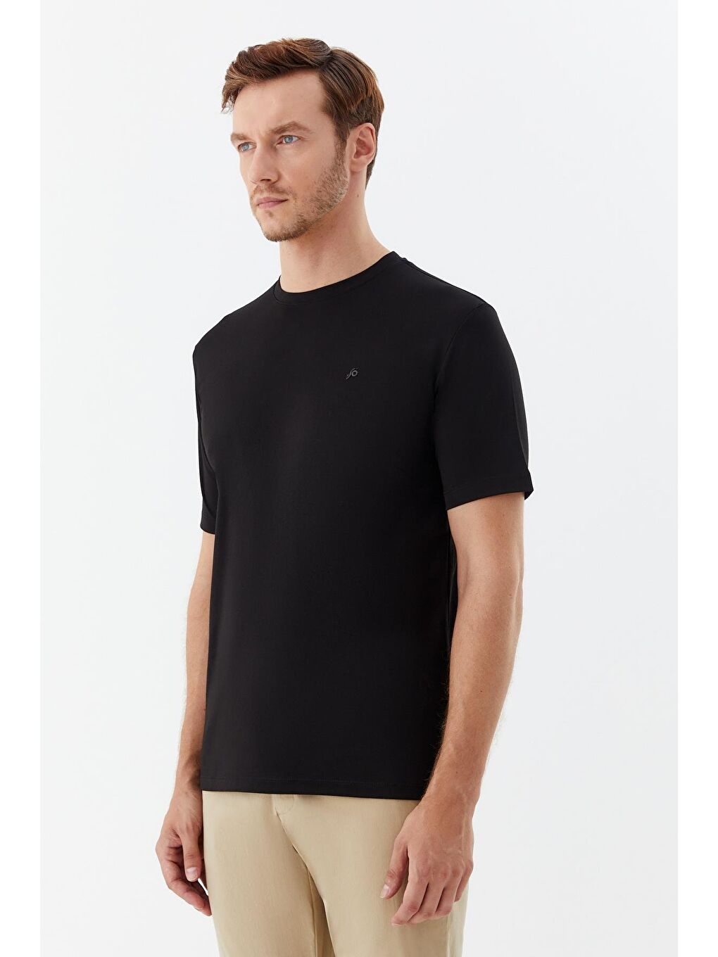 Siyah Regular Fit Bisiklet Yaka Erkek T-Shirt-2