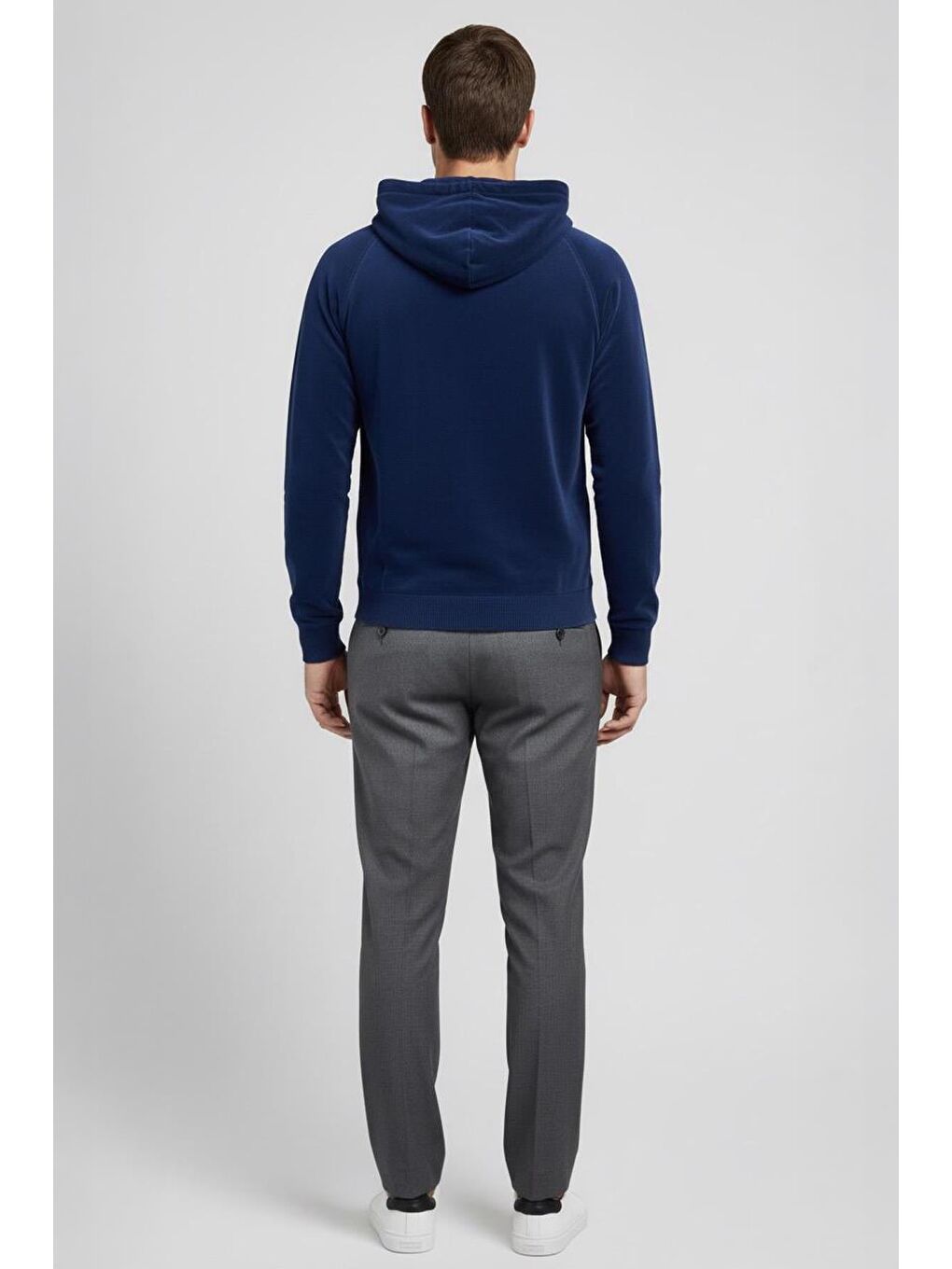 Mavi Giotelli Erkek Saks Normal Kesim Regular Fit Pamuklu Örme Kapüşonlu Sweatshirt-3